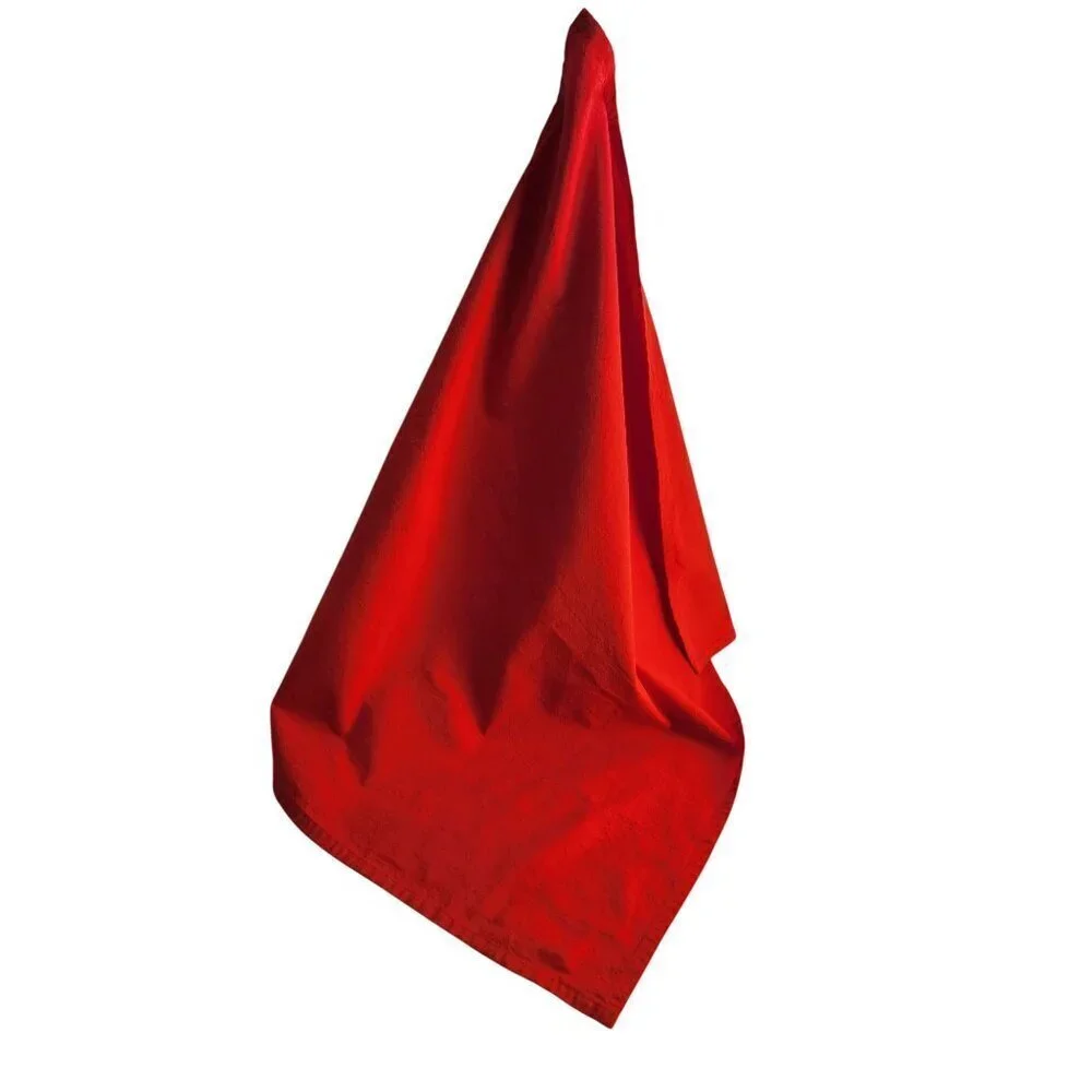 Red Cotton Dish Towel 26x26 Inch Hanging Loop Kitchen Linen Set of 2